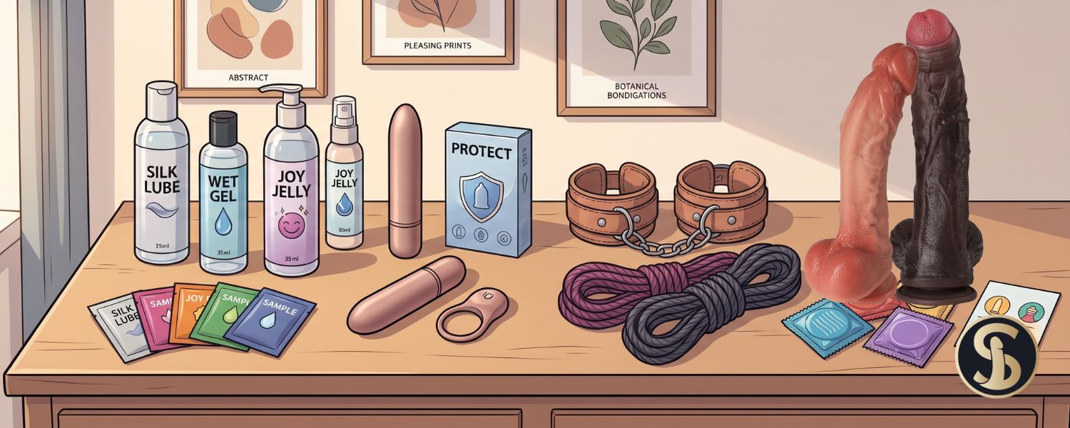 Accessoires pour gode : lubrifiant, ceinture, ventouse…